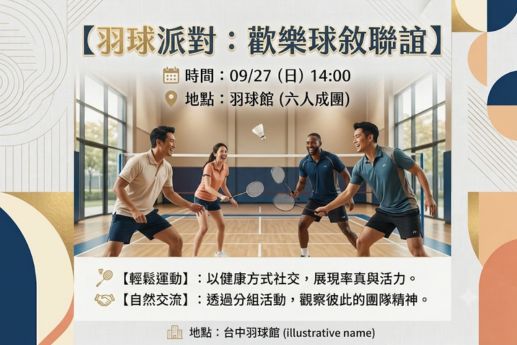 🏸羽球派對：歡樂球敘聯誼