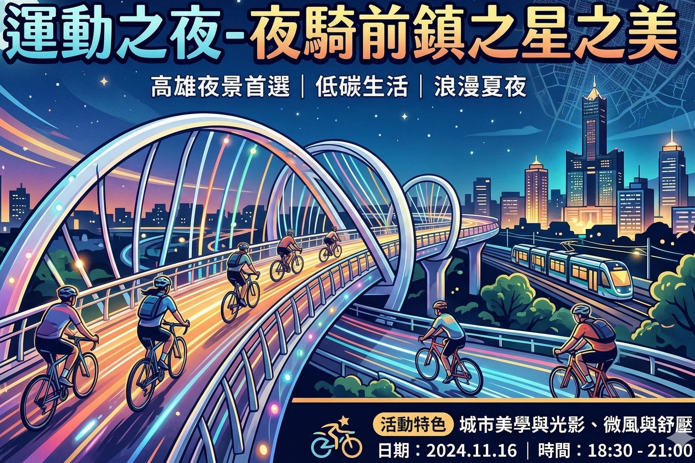 運動之夜夜騎前鎮之星之美